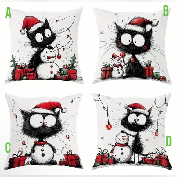 Crazy Cats Christmas Throw Pillow Cover - Pick 1 - Picture 1 of 7